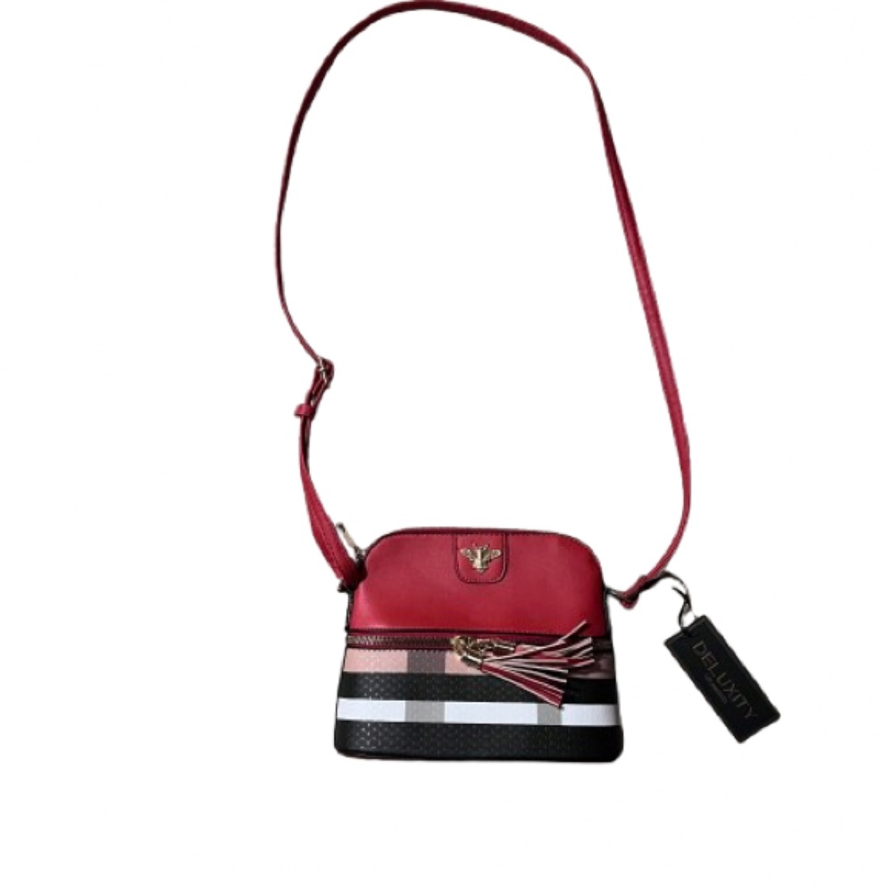 Deluxity Los Angeles Plaid & Red Crossbody NWT